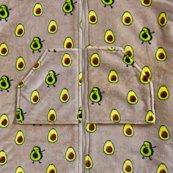 Adult Unisex Sherpy Reversible Wearable Avocado Blanket Hoodie