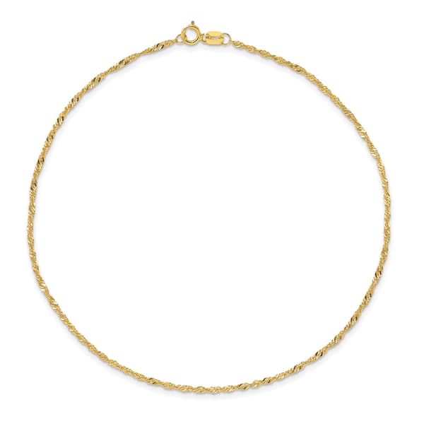 Gold Classics&#40;tm&#41; 1.4mm. 14k Gold Singapore Chain Anklet - image 