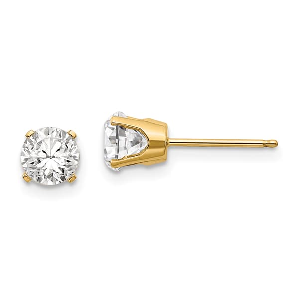 Gemstone Classics&#40;tm&#41; Yellow Gold 5mm. Topaz Stud Earrings - image 