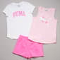 Girls (7-16) Puma 3pc. Flower Logo Tee/Tank & Shorts Set - image 1