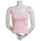 Juniors Pink Rose Ditsy Pointelle Seamless Tank Top with Rosette - image 1