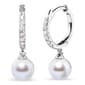 Haus of Brilliance 10kt. White Gold Pearl & Diamond Drop Earrings - image 2