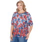 Plus Size Ruby Rd. French Riviera Pleated Floral Lace Trim Blouse - image 3