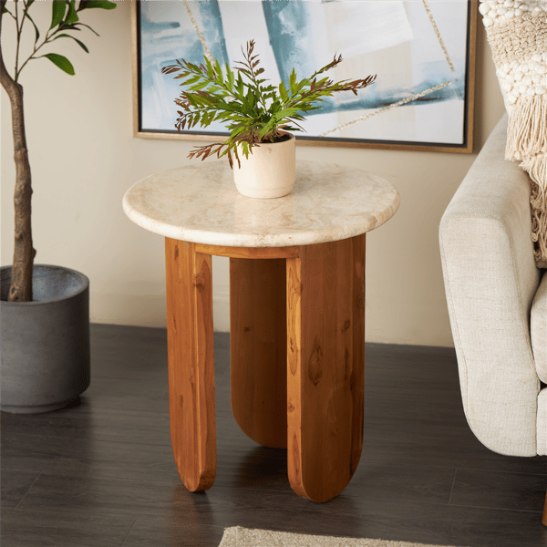 9th & Pike® Traditional Brown Teak Wood Accent Table