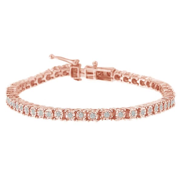 Diamond Classics&#40;tm&#41; Rose Plated Rose-cut Tennis Bracelet