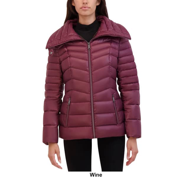 Womens Kenneth Cole&#174; Chevron Puffer Jacket w/Winged Collar