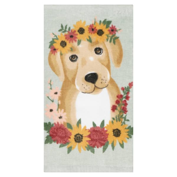 Sittin'' Pretty Puppy Fiber Reactive Kitchen Towel - image 