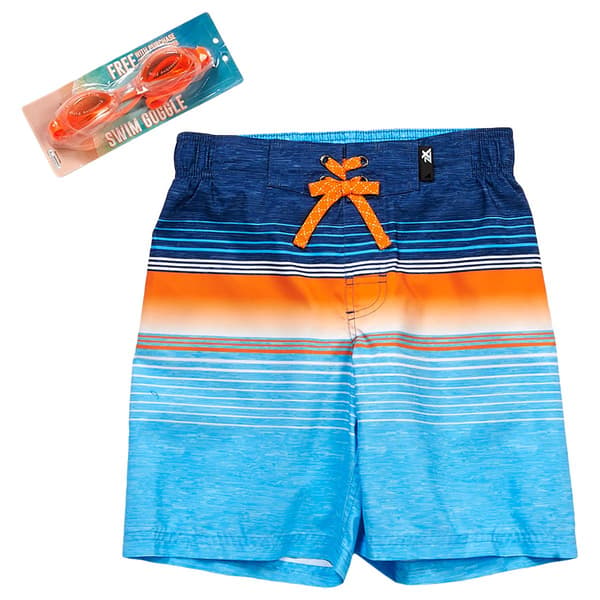 Boys (8-20) ZeroXposur Surf Stripe Blue Board Shorts & Goggles - image 