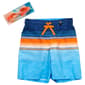 Boys (8-20) ZeroXposur Surf Stripe Blue Board Shorts & Goggles - image 1
