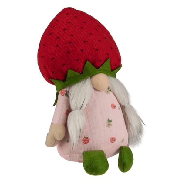 Northlight Seasonal Girl Springtime Strawberry Gnome Figurine