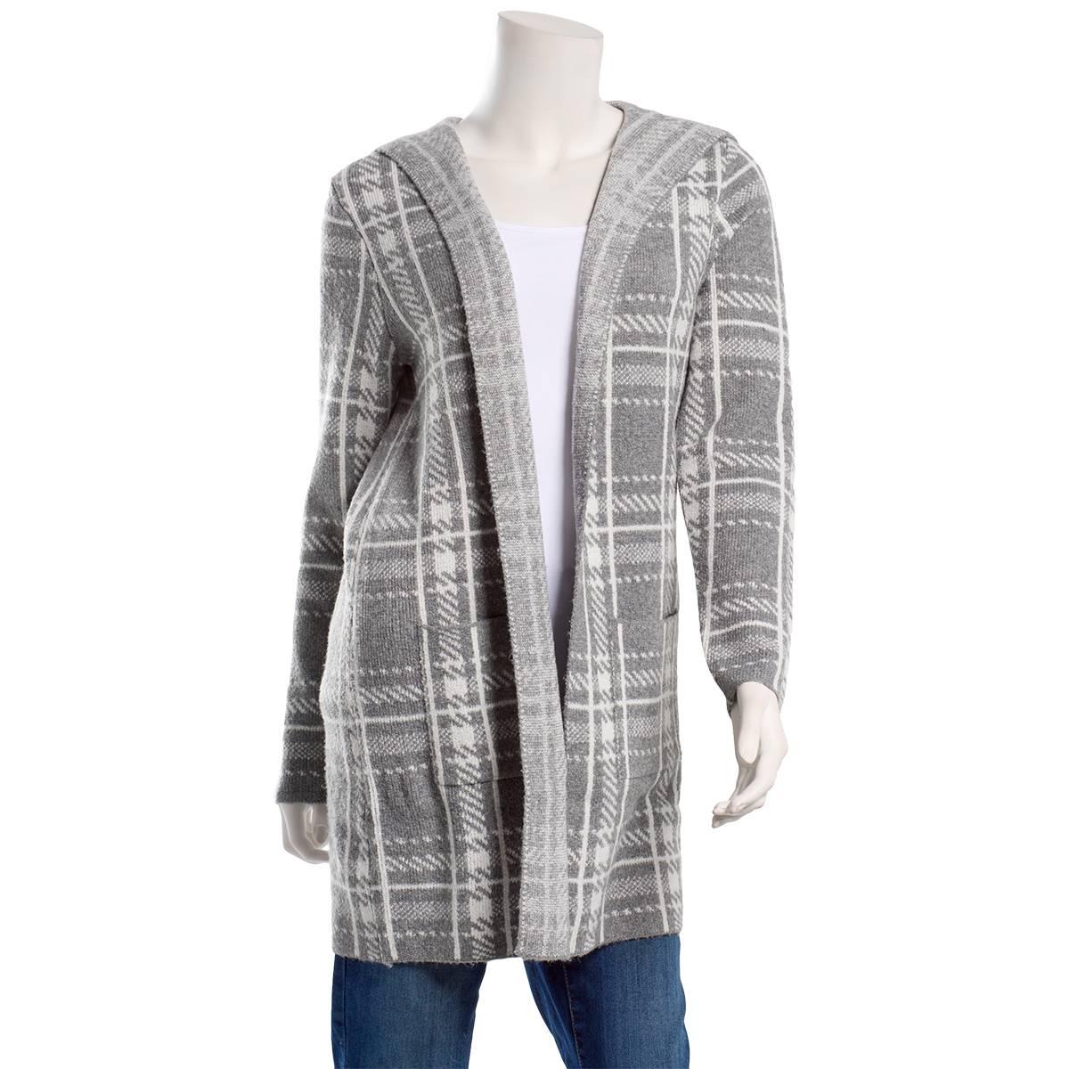 Womens Love Scarlett Long Sleeve Houndstooth Hooded Cardigan