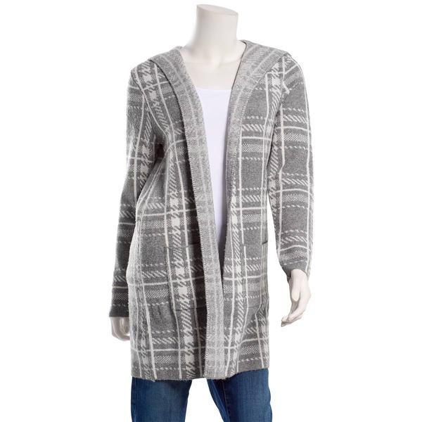 Womens Love Scarlett Long Sleeve Houndstooth Hooded Cardigan - image 