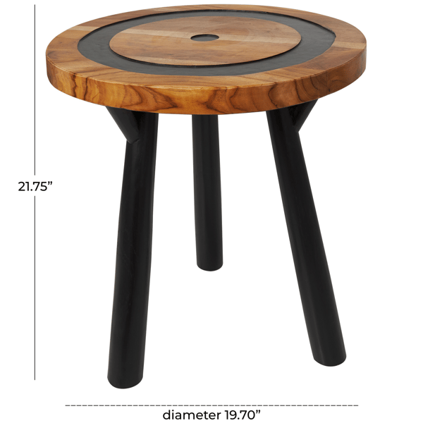 9th & Pike® Modern Brown Teak Wood Accent Table