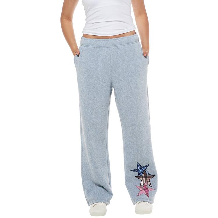 Juniors No Comment Fleece Applique Wide Leg Pants