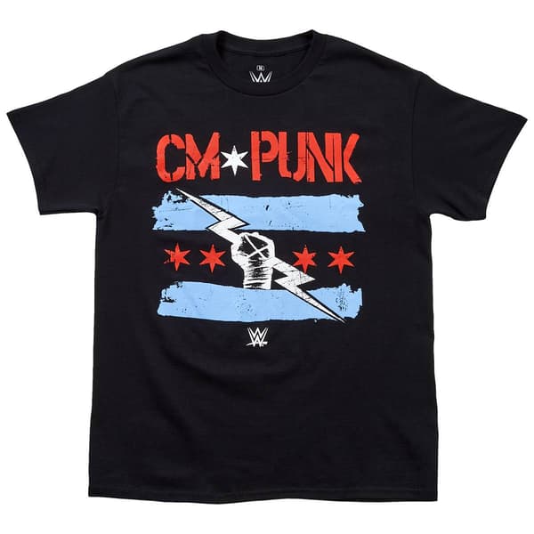 Young Mens WWE&#174; CM Punk Short Sleeve Graphic Tee - Black/Blue