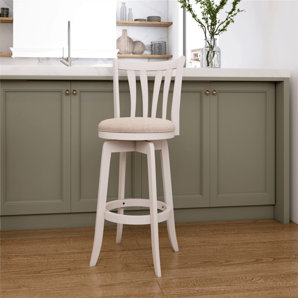 HH2 Home Savana White Wood Swivel Bar Height Stool - image 