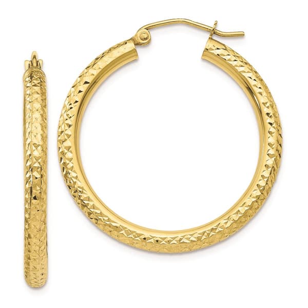 Gold Classics(tm) 10kt. Diamond-Cut 25mm Round Hoop Earrings - image 