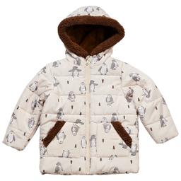 Toddler Unisex Wippette Penguin Print Quilted Puffer Coat