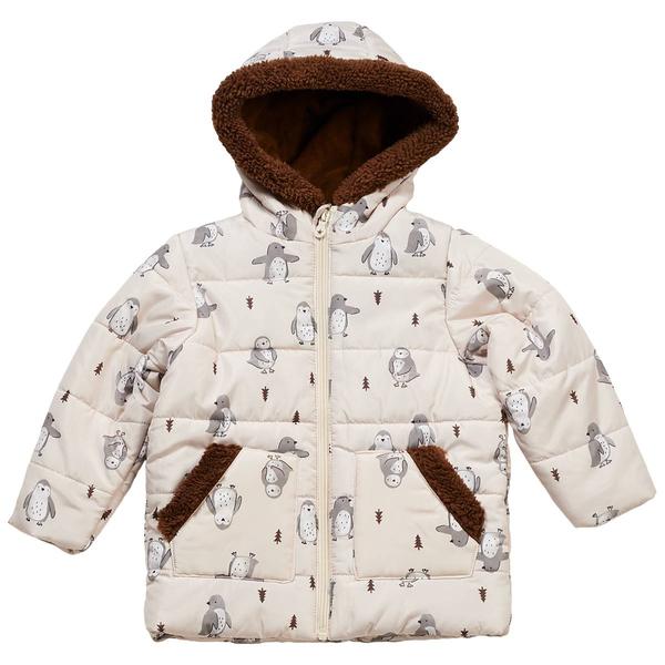 Toddler Unisex Wippette Penguin Print Quilted Puffer Coat - image 