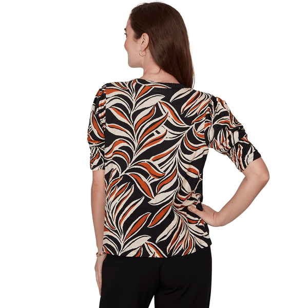 Petite Skye’s the Limit Key Items Elbow Sleeve Leaf Blouse