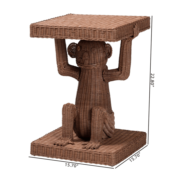 bali & pari Miyoco Handwoven Rattan Monkey End Table