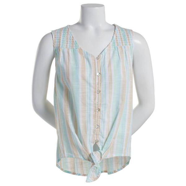 Womens French Laundry Button Down Tie Front Woven Tee - image 