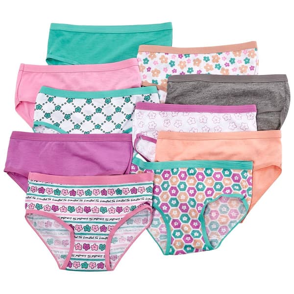 Girls (4-6x) Limited Too(tm) 10pk. Cotton Bikinis - Floral