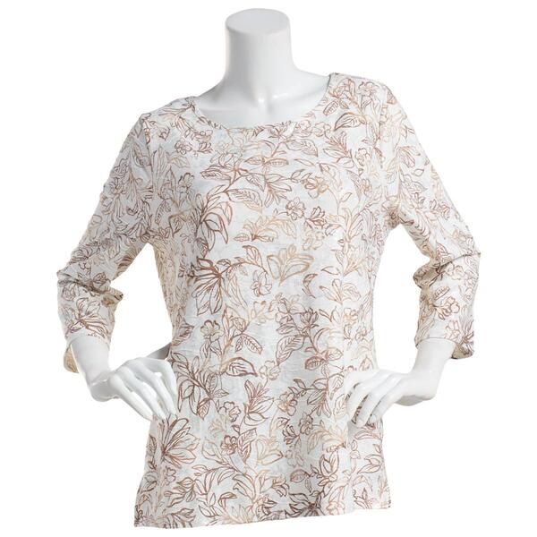 Womens Emily Daniels 3/4 Sleeve Floral Jacquard Knit Blouse - image 