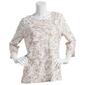 Womens Emily Daniels 3/4 Sleeve Floral Jacquard Knit Blouse - image 1