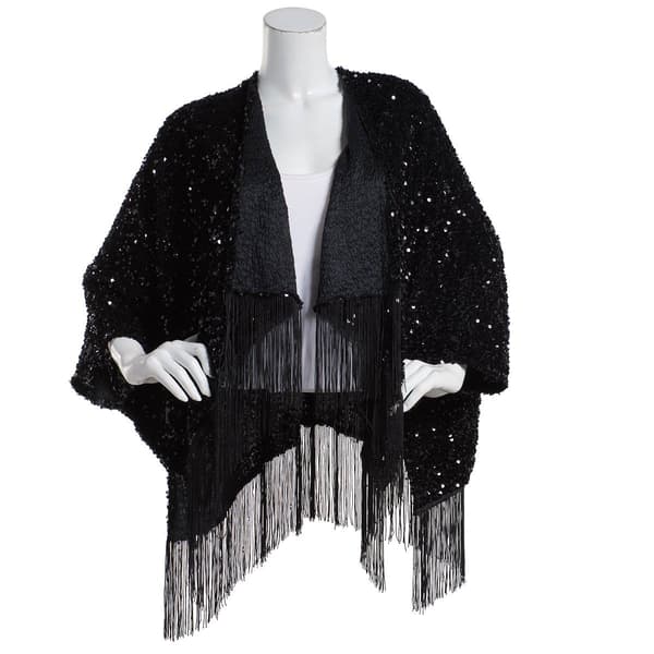 Steve Madden Sequin Fringe Cropped Wrap - image 