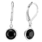 Athra Silver Plated 6mm Round Black Bezel Leverback Earrings - image 1