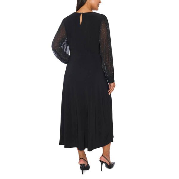 Plus Size MSK Long Rhinestone Sleeve V-Neck Midi Dress