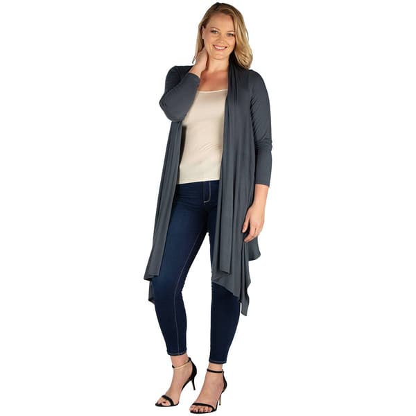 Plus Size 24/7 Comfort Apparel Extra Long Open Cardigan