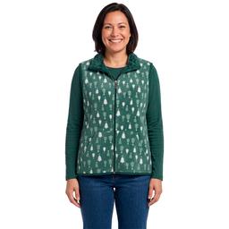 Petite Hasting & Smith Christmas Trees Vest with Sherpa Trim