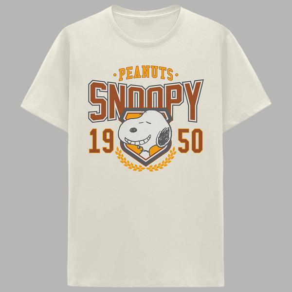 Young Mens Snoopy University Graphic Short Sleeve Tee - Off White