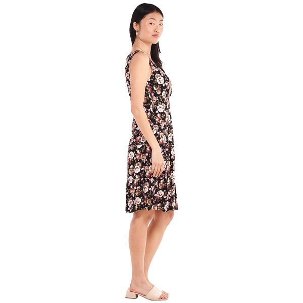 Womens Connected Apparel Sleeveless Floral Challis A-Line Dress