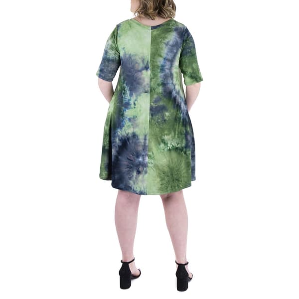 Plus Size 24/7 Comfort Apparel Tie Dye Pocket T-Shirt Dress