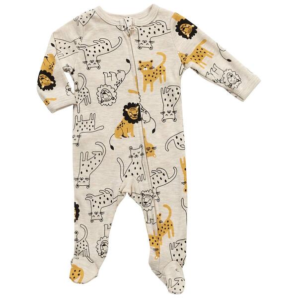 Baby Boy &#40;NB-9M&#41; Mini Hop Safari Zip Footie Pajama - image 