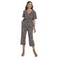 Womens Luxology Short Sleeve V-Neck Floral Belted Jumpsuit - image 1