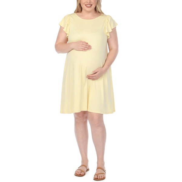 Plus Size White Mark Scoop Neck Flutter Sleeve Maternity Dress