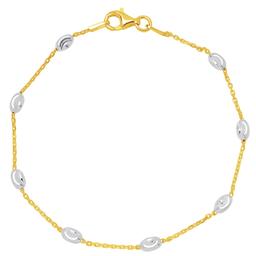 Gold Over Sterling Silver Station with Moon Chain Bracelet