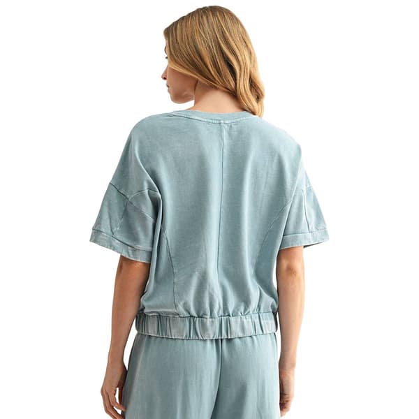 Womens CITY BLUES Solid Short Sleeve Acid Wash Sweatshirt