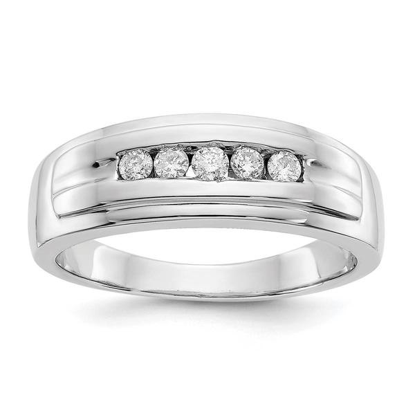 Mens Gentlemens Classics(tm) 14kt. Gold 5-Stone 1/4ctw. Diamond Ring - image 