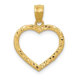 Gold Classics(tm) 14kt.  Textured Cut-out Heart Pendant