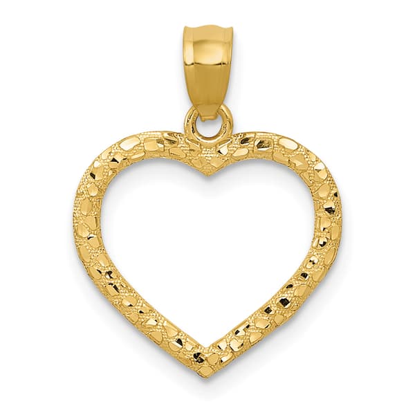 Gold Classics(tm) 14kt.  Textured Cut-out Heart Pendant - image 