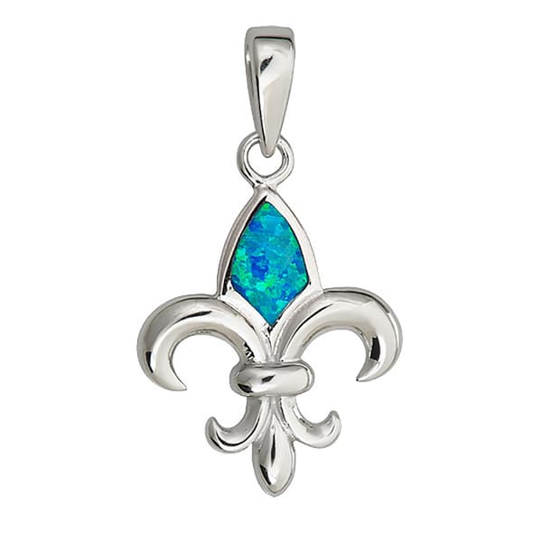 Gemstone Classics™ Created Opal Fleur De Lis Necklace