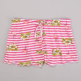 Girls &#40;7-16&#41; Poof! Flamingo Knit Shorts w/ Tie Waist - Hot Pink