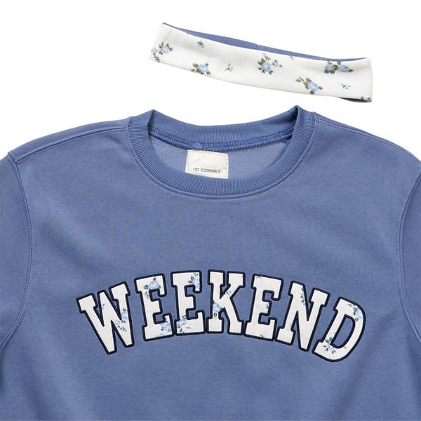 Juniors No Comment Fleece Top w/ Twill Applique & Headband