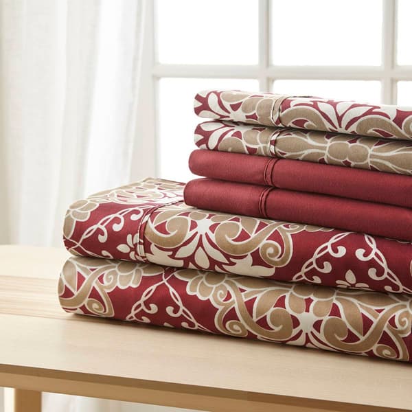 Spirit Linen Home(tm) Traditional Bellagio Damask Sheet Set - image 