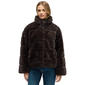 Womens NVLT Wide Stripe Faux Fur Coat with Stand Collar - image 1